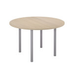 Table ronde 120 cm - 4 pieds tube aluminium - plateau ch�ne