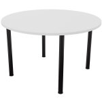Table ronde 120 cm - 4 pieds tube noir - plateau blanc Table ronde 120 cm - 4 pieds tube noir - plateau blanc