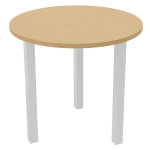 Table ronde 80 cm - 3 pieds m�tal blanc - plateau h�tre
