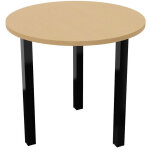 Table ronde 80 cm - 3 pieds m�tal noir - plateau h�tre