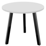 Table ronde 80 cm - 3 pieds trap�ze m�tal noir - plateau blanc