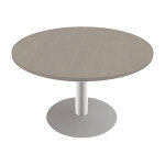 Table ronde actual � 100 cm - plateau ch�ne gris� - pied tulipe blanc