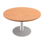 Table ronde actual � 100 cm - plateau h�tre - pied tulipe blanc