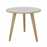 Table ronde halden  80 cm - plateau blanc bords chne - pieds bois chne