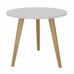Table ronde halden  80 cm - plateau blanc - pieds bois chne
