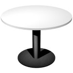 Table ronde de r�union eminence - � 100 cm - plateau blanc - pied noir