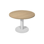 Table ronde de r�union eminence - � 100 cm - plateau ch�ne - pied blanc