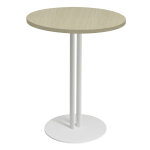 Table ronde roxane . 60 x h. 74 cm - plateau chne - pied central blanc
