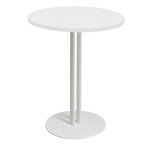 Table ronde roxane hauteur 74 cm plateau blanc 60 cm - pied central mtal blanc