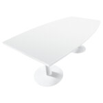 Table tonneau actual l. 200 x p. 100 cm - plateau blanc - pied tulipe blanc