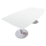 Table tonneau actual l. 200 x p. 100 cm - plateau blanc - pied tulipe aluminium