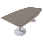 Table tonneau actual l. 200 x p. 100 cm - plateau ch�ne gris� - pied tulipe aluminium