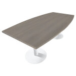 Table tonneau actual l. 200 x p. 100 cm - plateau ch�ne gris� - pied tulipe blanc