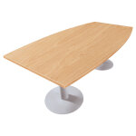 Table tonneau actual l. 200 x p. 100 cm - plateau ch�ne - pied tulipe aluminium