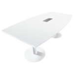 Table tonneau avec �lectrification actual l. 200 x p. 100 cm - plateau blanc - pied tulipe blanc