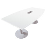 Table tonneau avec �lectrification actual l. 200 x p. 100 cm - plateau blanc - pied tulipe aluminium