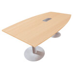 Table tonneau avec �lectrification actual l. 200 x p. 100 cm - plateau h�tre - pied tulipe aluminium