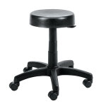 Tabouret bas budget à roulettes polyuréthane noir réglable de 43 - 55 cm Tabouret bas budget à roulettes polyuréthane noir réglable de 43 - 55 cm