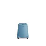 Tabouret basile sur roulettes avec assise tissus - bleu