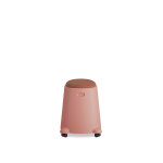 Tabouret basile sur roulettes avec assise tissus - corail