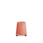 Tabouret basile sur roulettes avec assise tissus - corail