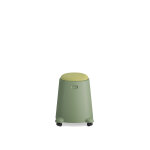 Tabouret basile sur roulettes avec assise tissus - vert
