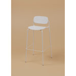 Tabouret haut uso - assise et dossier incurv�s - pour int�rieur et ext�rieur - empilable - blanc - pieds ...