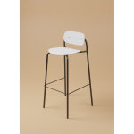 Tabouret haut uso - assise et dossier incurv�s - pour int�rieur et ext�rieur - empilable - blanc - pieds ...