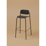 Tabouret haut uso - assise et dossier incurv�s - pour int�rieur et ext�rieur - empilable - noir - pieds ...