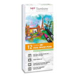Tombow set de 12 feutres - pinceau abt dual brush pen double assortis couleurs pastels, aquarellables ...