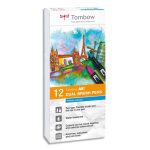 Tombow set de 12 feutres - pinceau abt dual brush pen double assortis couleurs primaires, aquarellables ...
