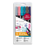 Tombow set de 6 feutres - pinceau abt dual brush pen assortis vintage, encre  base d'eau, aquarellables ...