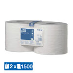Tork 2 bobines d'essuyage blanches tork, 1500 formats