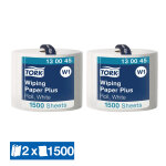 2 bobines d'essuyage tork papier d'essuyage plus, 1500 formats