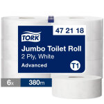 Tork papier toilette double paisseur jumbo t1 advanced blanc - 472118 - lot de 6 rouleaux de 380 m
