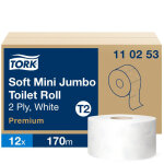 Tork papier toilette double paisseur mini jumbo douxt2 premium blanc - 110253 - lot de 12 rouleaux ...