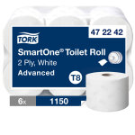 Tork papier toilette double paisseur smartone advanced t8 blanc - 472242 - lot de 6 rouleaux de 1 150 ...
