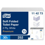 Tork papier toilette double �paisseur t3 premium pliage en z blanc - 114273 - lot de 30 paquets de 252 ...