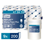 Tork reflex papier d'essuyage multi - usages m3 recycl blanc - 473474 - lot de 9 bobines de 67 m
