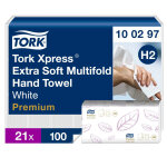 Tork xpress essuie - mains double �paisseur extra soft h2 premium blanc pliage en m - 100297 - lot de ...