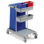 Tts chariot d'entretien classique avec protge sac pvc 110l et couvercle double fond - 2 x 6 litres