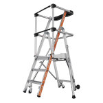 Tubesca plate - forme escabeau veloce stable avec garde corps - 3 marches et tablettes Tubesca plate - forme escabeau veloce stable avec garde corps - 3 marches et tablettes