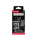 Uni marqueur craie chalk marker pwe - 5m pointe ogive 1, 8 - 2, 5 mm - pochette 4 craies blanches