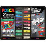 Uni posca posca mallette stickers graffiti 20 marqueurs peinture. 3 pointes pc1mc, pc3mc et pc5m. couleurs ...