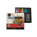 Uni posca pc - 5m marqueur peinture pointe conique 2, 5 mm - pochette de 8 coloris assortis