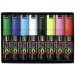 Uni posca pc - 8k8 marqueur peinture pointe biseautée 8 mm - pochette de 8 coloris assortis Uni posca pc - 8k8 marqueur peinture pointe biseautée 8 mm - pochette de 8 coloris assortis