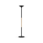 Unilux lampadaire pryska - led intgre - 40w - variateur d'intensit - acier et bois htre - noir