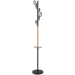 Unilux portemanteau icarus 6 patères et un support parapluie - finition bois et noir Unilux portemanteau icarus 6 patères et un support parapluie - finition bois et noir