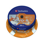 Verbatim 43538, dvd - r, 120 mm, imprimable, fuseau, 25 pi�ce(s), 4, 7 go