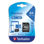 Verbatim carte microsdhc 64go + adaptateur class 10 / u1 44084 Verbatim carte microsdhc 64go + adaptateur class 10 / u1 44084